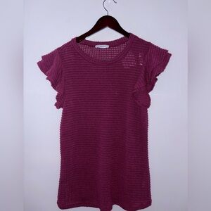 Gilli Magenta Short Sleeve Knit Top